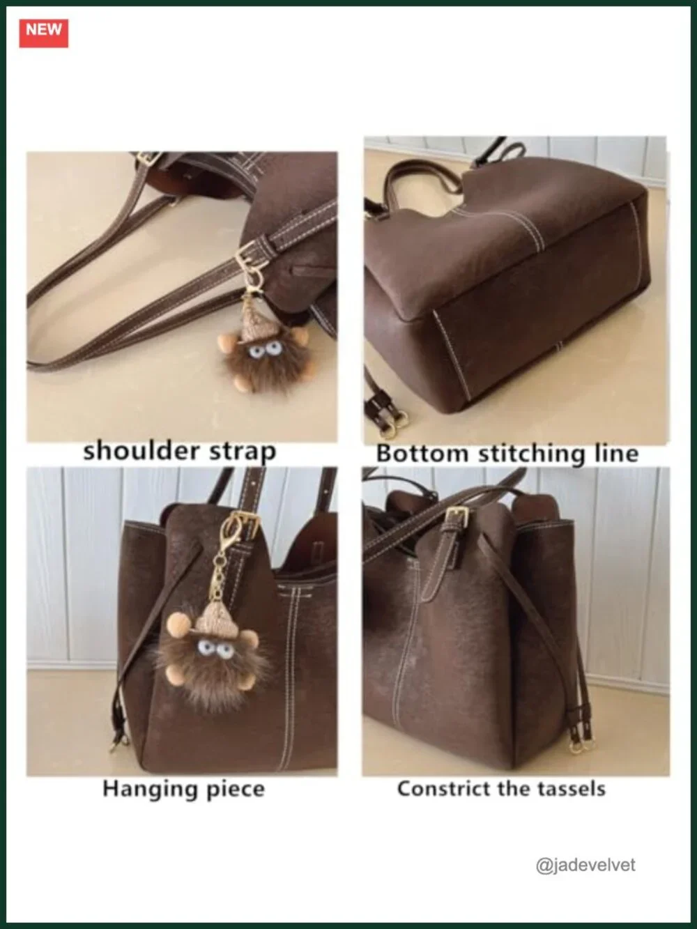 3 Compartment Faux Leather Hobo Satchel Work Bag with Wallet